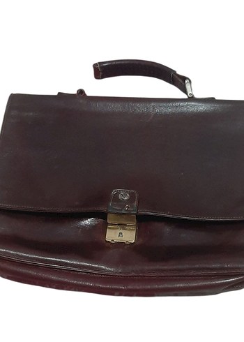 Çanta - Deri Çanta - Evrak Çantası - El Çantası - Antika-Vintage - Görsel 2