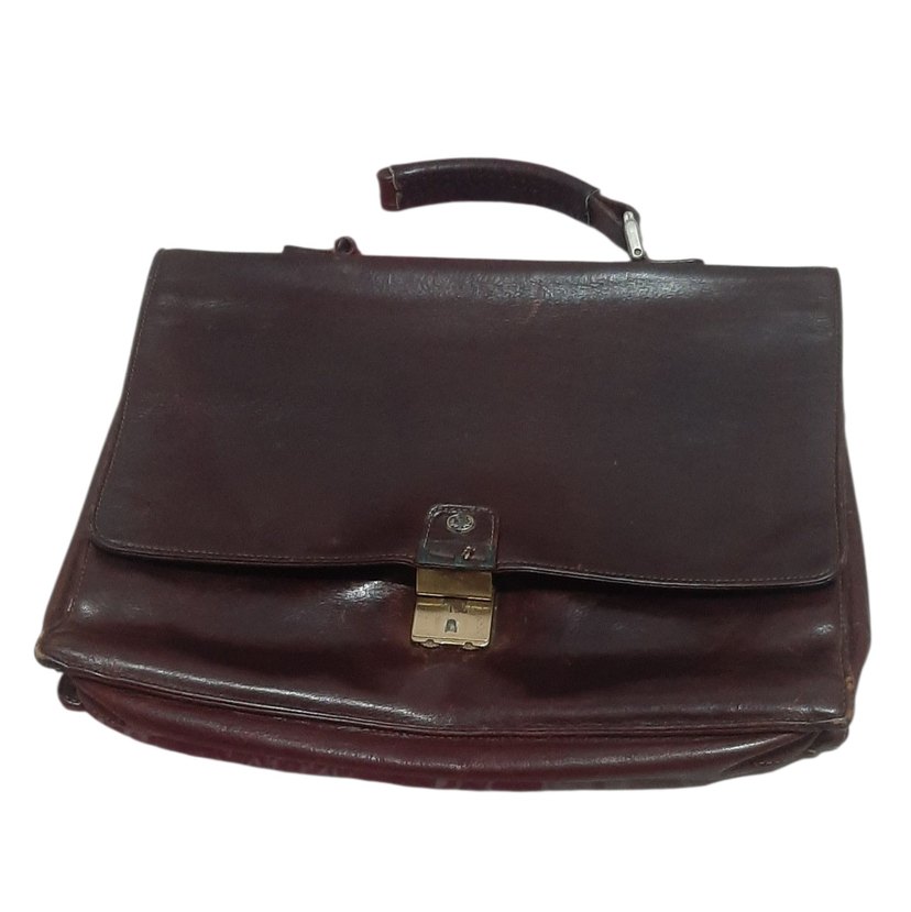 Çanta - Deri Çanta - Evrak Çantası - El Çantası - Antika-Vintage - Görsel 2