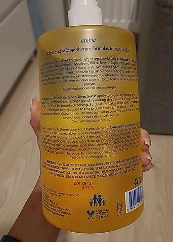 Cosmed Atopia Temizleyici Yağı 1000 ml - Görsel 2