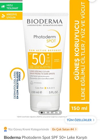 Bioderma güneş kremi eczaneden alınmıştır