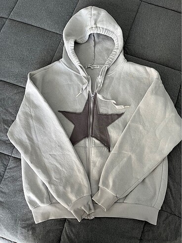 s Beden gri Renk Koton yıldızlı sweatshirt
