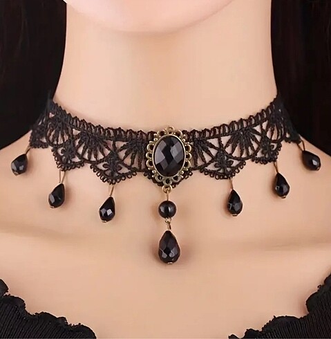 Gothic dantel chocker kolye