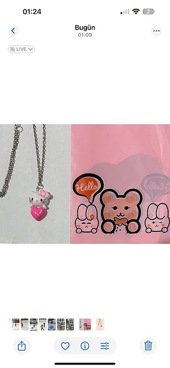  Beden pembe Renk Hello kitty love aşk kolyesi