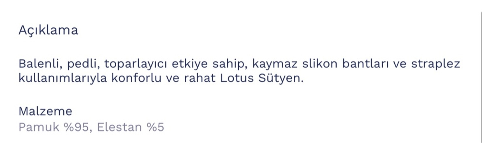 38 Beden beyaz Renk Penti 80B balenli pamuklu toparlayıcı lotus sütyen