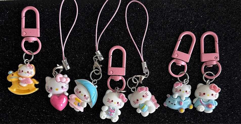 Hello kitty charm anahtarlık telefon ipi
