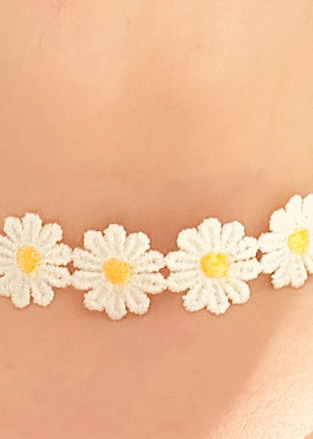 Dantel Papatya Örgü Choker Kolye