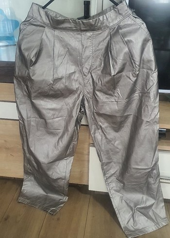 metalik gri bol kesim pantolon - Görsel 2