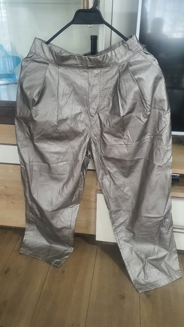 metalik gri bol kesim pantolon - Görsel 2