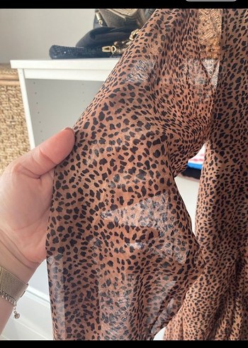 Bohem Leopar Desenli Midi elbise - Görsel 3