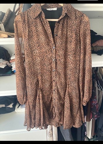 Bohem Leopar Desenli Midi elbise - Görsel 4