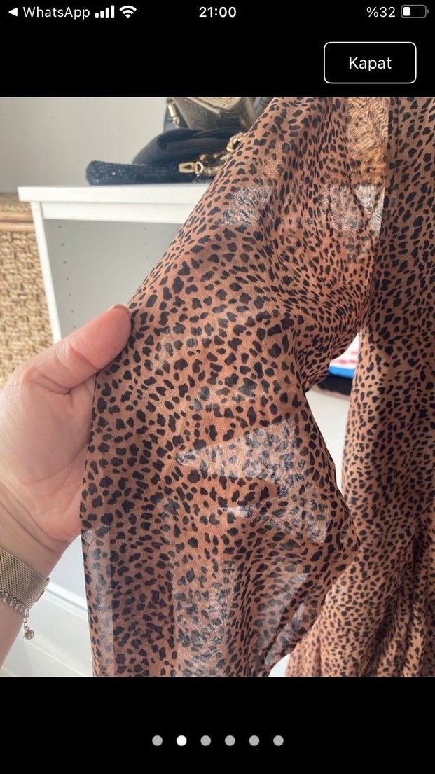 Bohem Leopar Desenli Midi elbise - Görsel 3