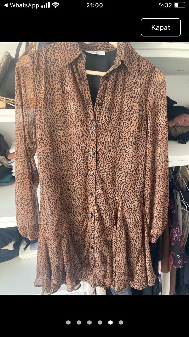 Bohem Leopar Desenli Midi elbise - Görsel 2