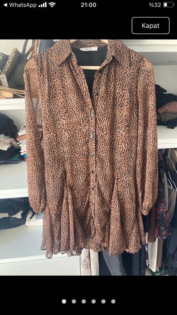 Bohem Leopar Desenli Midi elbise - Görsel 4