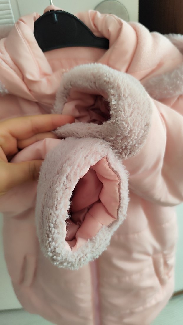 Kızlar için Pembe Peluş Detaylı Mont - Görsel 3