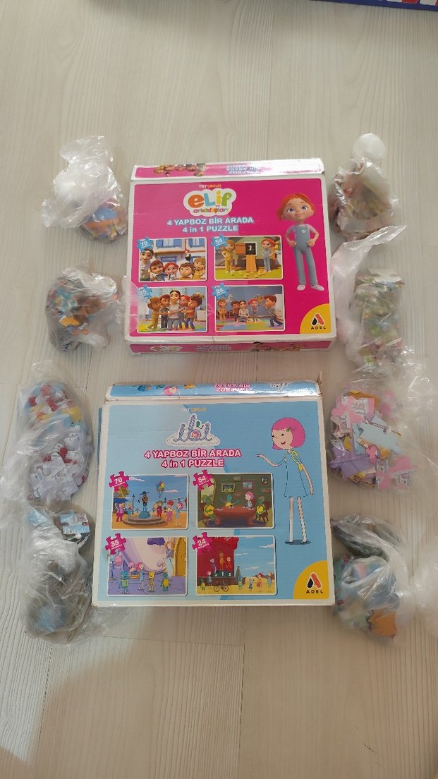 Çocuklar için 3 kutu Renkli Puzzle Seti - Görsel 5