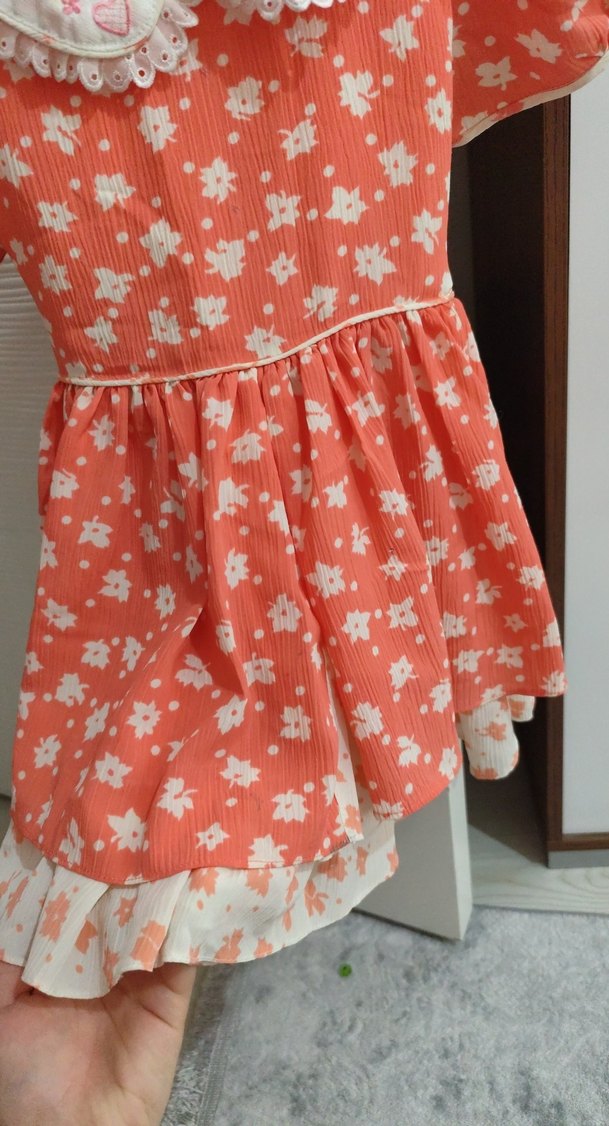 Nakışlı Yakalı Kız Çocuk Elbisesi - Görsel 2