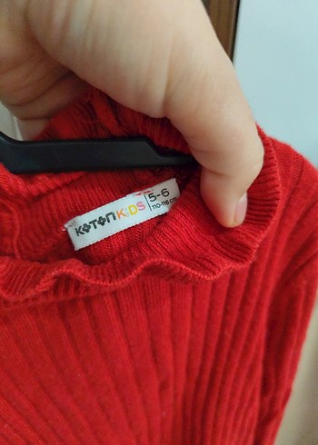 Kırmızı Yüksek Yakalı Örgü Kadın Kazak ve tayt - Görsel 2