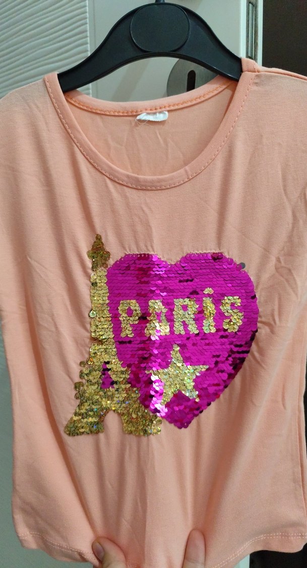 Kız Çocuk Pembe Kısa Kollu Tişört ve kot şoort - Görsel 2