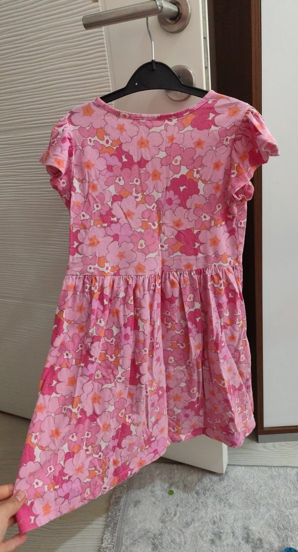 Pembe Çiçekli Kız Çocuk Elbisesi - Görsel 3