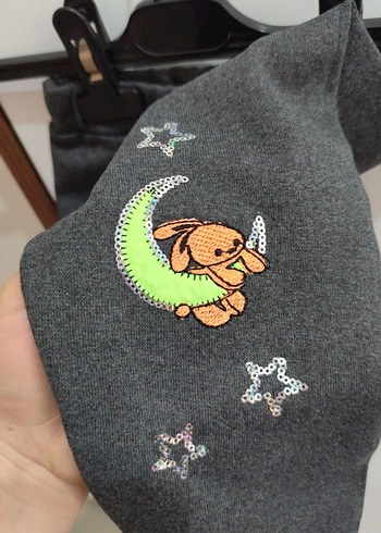 sıfır Kız Çocuk Gri Nakışlı Tayt - Görsel 2