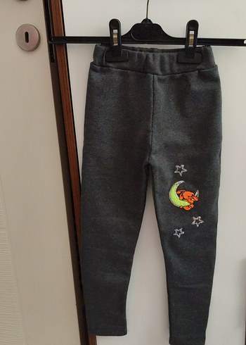 sıfır Kız Çocuk Gri Nakışlı Tayt - Görsel 3