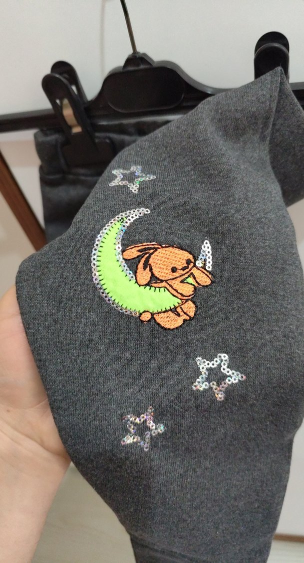 sıfır Kız Çocuk Gri Nakışlı Tayt - Görsel 2