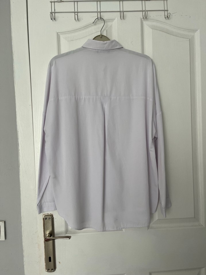 Bej Keten Kumaşlı Düğmeli Kadın Gömlek - Görsel 2