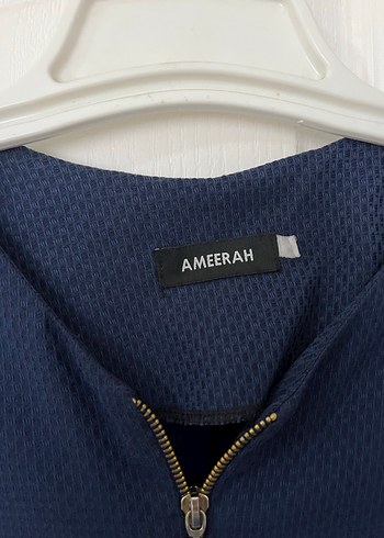 Lacivert Keten Fermuarlı Uzun Elbise - Görsel 4