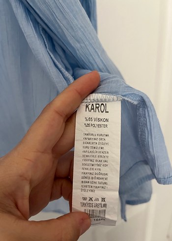 Mavi Keten Düğmeli Bohem Gömlek - Görsel 4