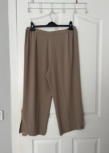 Bej Midi Rahat Kesim Kadın Kumaş Pantolon - Görsel 2