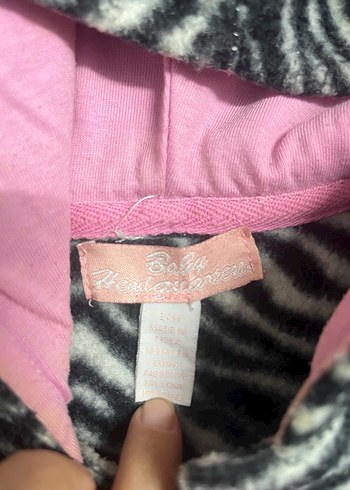 Kız Çocuk Kapüşonlu Zebra Desenli Kürklü Mont - Görsel 3