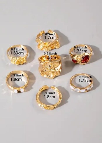 SHEIN 7Lİ GOLD YÜZÜK SETİ - Görsel 3