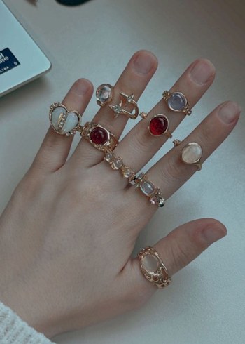 SHEIN 9LU GOLD YÜZÜK SETİ - Görsel 3