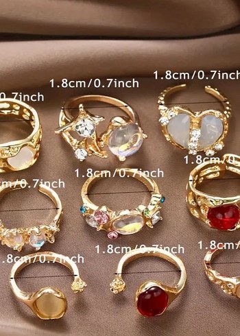 SHEIN 9LU GOLD YÜZÜK SETİ - Görsel 5