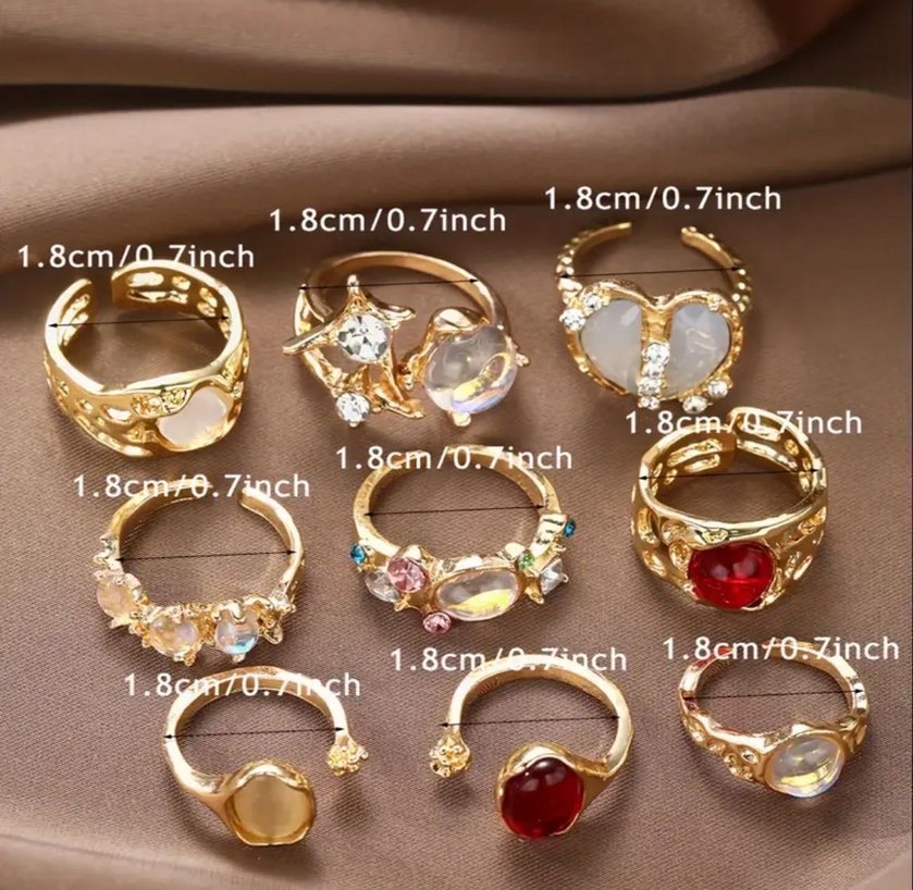 SHEIN 9LU GOLD YÜZÜK SETİ - Görsel 5