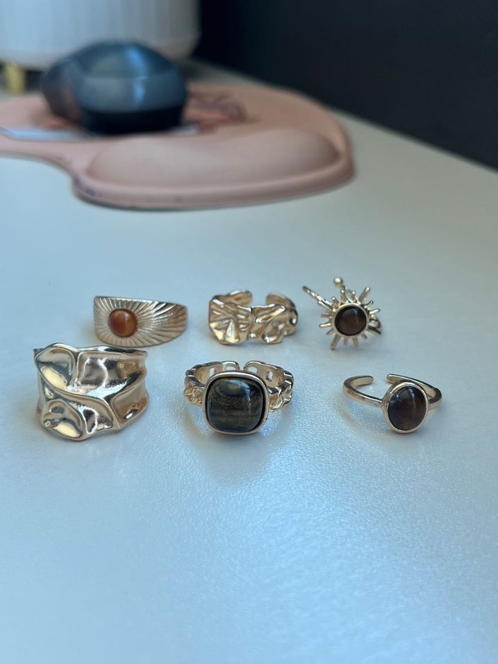 SHEIN 6LI GOLD YÜZÜK SETİ - Görsel 2