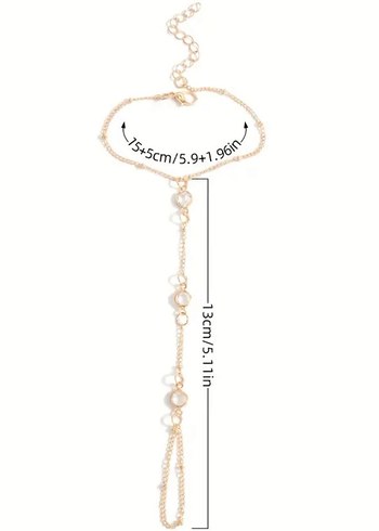 Zincir Detaylı Altın Rengi El Zinciri - Görsel 3