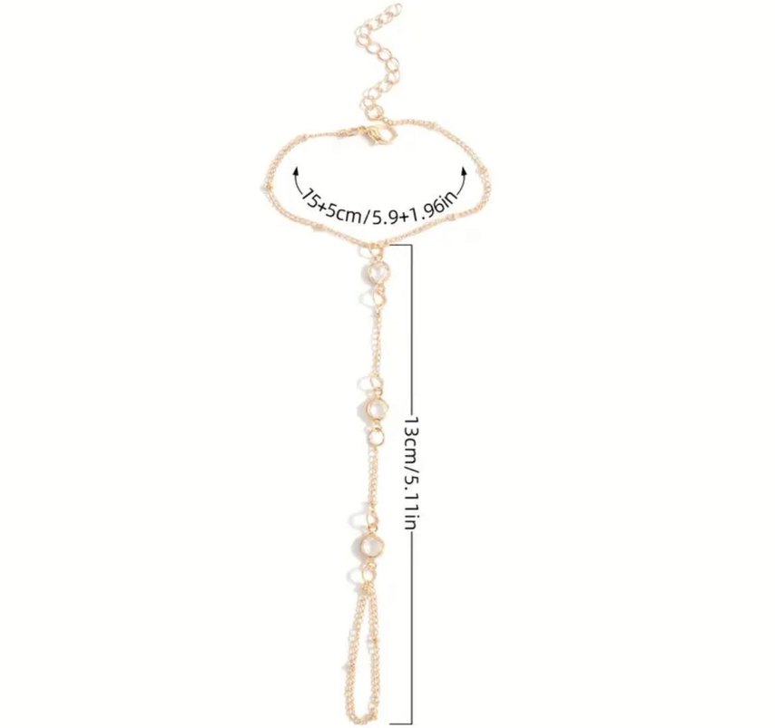 Zincir Detaylı Altın Rengi El Zinciri - Görsel 3