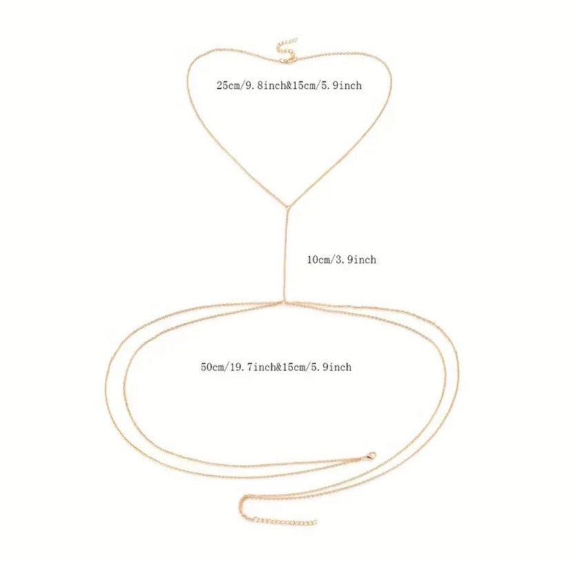 Parlak Altın Zincir Detaylı Kadın Vücut Zinciri - Görsel 3