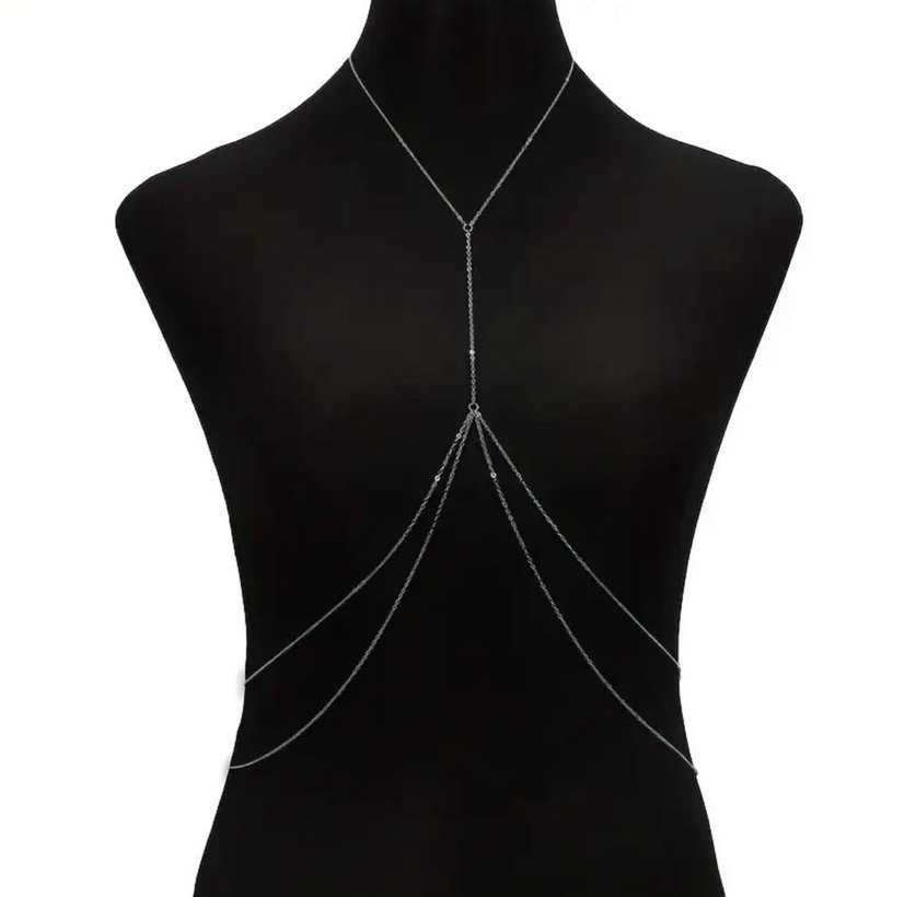 Parlak Altın Zincir Detaylı Kadın Vücut Zinciri - Görsel 2