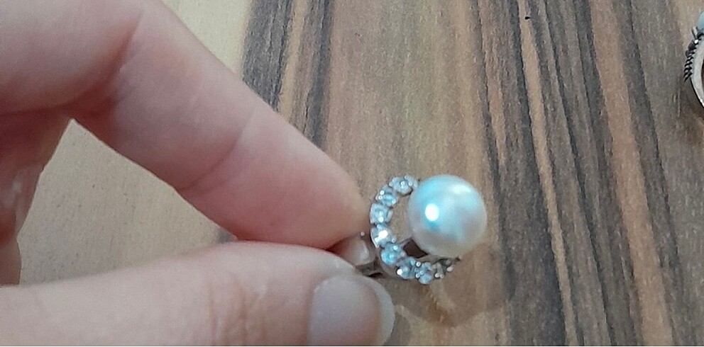 Beden Ayarlı gümüş incili yüzük kolye seti