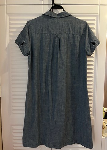LC Waikiki Mavi gri Kısa Kollu Denim Midi Elbise