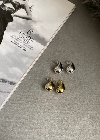 Diğer Parlak Gri Midi Minimalist Küpe