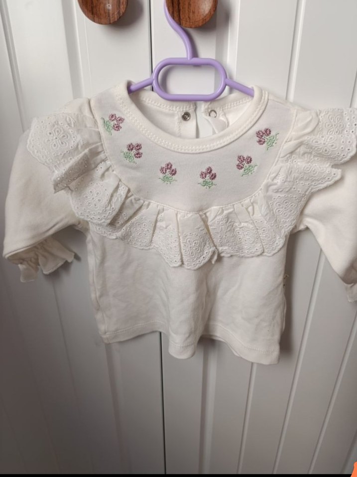 Beyaz Uzun Kollu Bebek Kıyafet Takımı - Görsel 4