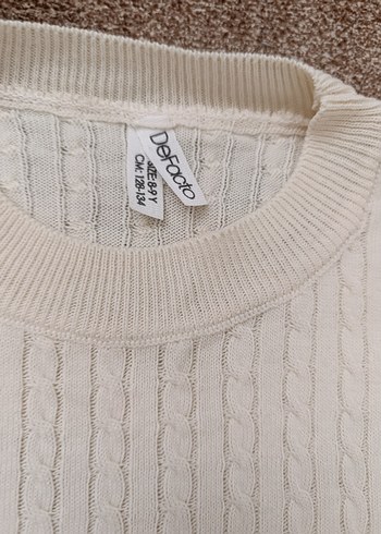 kız çocuk Beyaz Çizgili Örgü Kazak - Görsel 6