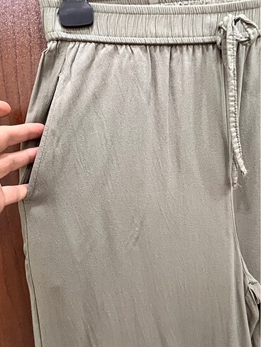 38 Beden haki Renk Geniş paça pantolon