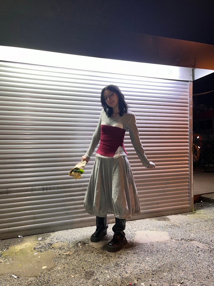 Gri Uzun Kollu Polo Garage Elbise - Görsel 2