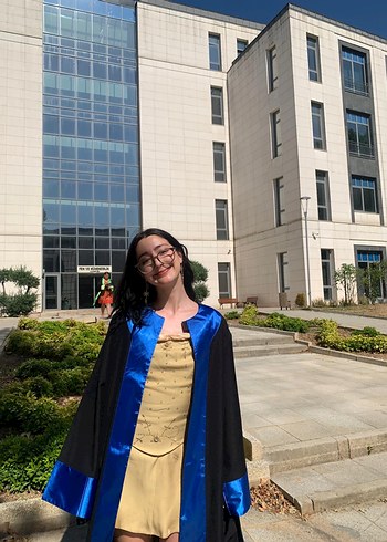 Uzun Kollu Gold Mini Mezuniyet Elbisesi - Görsel 2