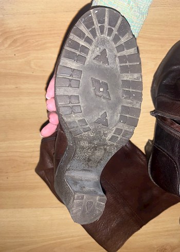 Kahverengi Deri Tokalı Dizüstü Kadın Çizme - Görsel 2