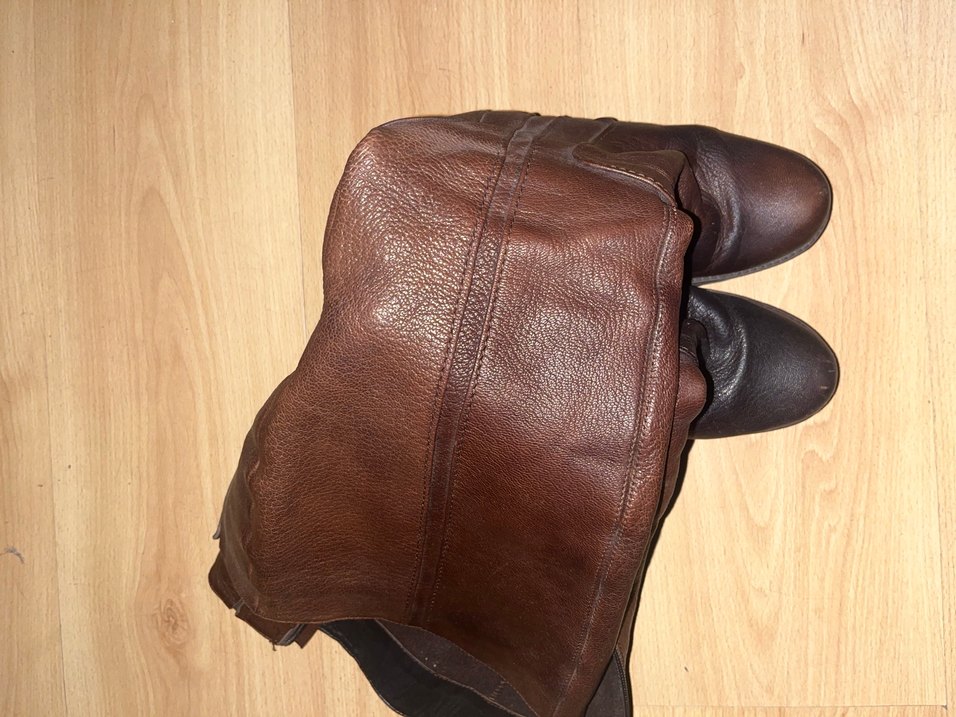 Kahverengi Deri Tokalı Dizüstü Kadın Çizme - Görsel 5